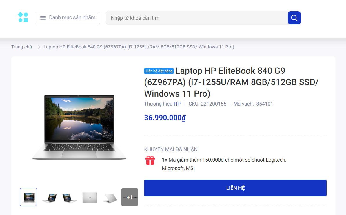 ==> Laptop HP Elitebook 840 G9, Core i7 1255U, 16G, 512G, 14in, Full HD+, Touch - 7