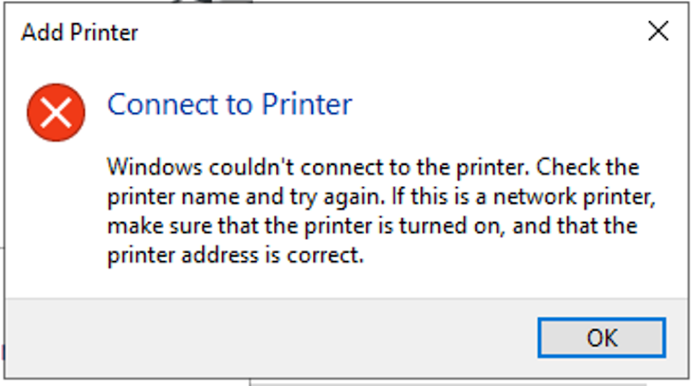 Windows Cannot Connect To The Printer