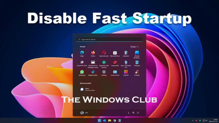 Disable Fast Start-up